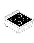 Piano di cottura ad induzione trifase-20kw da banco,4 zone di cottura - cm 80x90x28h