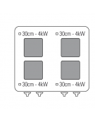 Cucina elettrica trifase-21kw, 4 piastre cm 30x30, su forno elett. ventilato con camera cm 57x51,5x30h - dim tot. cm 80x90x90h