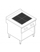 Cucina elettrica trifase-12kw su vano aperto, 4 piastre quadre basculanti cm 30x30 su vano aperto - cm 80x90x90h