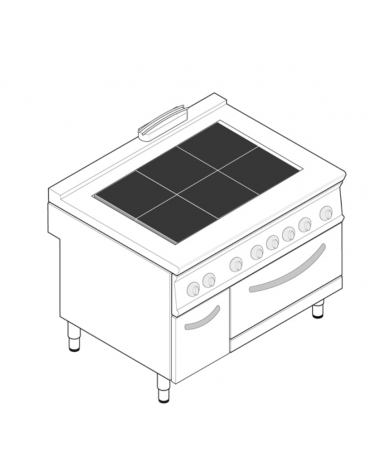 Cucina elettrica trifase-23,3kw, 6 piastre quadre basculanti 30x30, forno elettrico - cm 120x90x90h