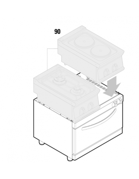 Base Forno elettrico ventilato* GN 1/1 trifase - 5kw, dim. camera cm 57,5x51,5x30h - cm 80x90x60h