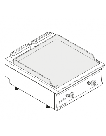 Fry top a gas da banco, 16 kw, piastra liscia, consumo gas 1,69 m³/h - sup. di cottura cm 74,9x69,8  - dim. 80x90x28h