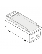 Fry top elettrico trifase-6kw da banco, piastra liscia, r. temp. 50÷320 °C - sup. di cottura cm 34,9x69,8  - cm 40x90x28h