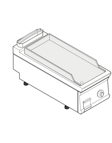 Fry top elettrico trifase-6kw da banco, piastra liscia, r. temp. 50÷320 °C - sup. di cottura cm 34,9x69,8  - cm 40x90x28h