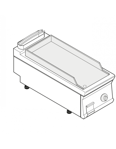 Fry top elettrico trifase-6kw da banco, piastra liscia, r. temp. 50÷320 °C - sup. di cottura cm 34,9x69,8  - cm 40x90x28h