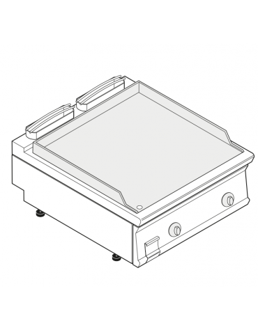 Fry top elettrico trifase-12kw da banco, piastra liscia, r. temp. 50÷320 °C - sup. di cottura cm 74,9x69,8  - cm 80x90x28h