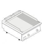 Costruito in acciao inox Piano di spessore 2 mm in acciaio inox AISI 304 Dotata di piedini regolabili, utilizzabile su banco o a