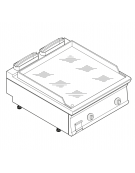 Fry top elett. trifase-12kw da banco, piastra liscia cromata, r. temp. 50÷320 °C - sup. di cott. cm 74,9x69,8  - cm 80x90x28h