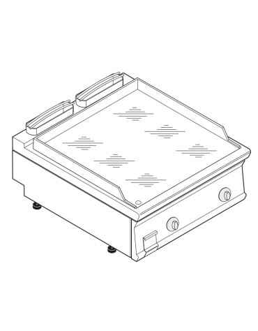 Fry top elett. trifase-12kw da banco, piastra liscia cromata, r. temp. 50÷320 °C - sup. di cott. cm 74,9x69,8  - cm 80x90x28h