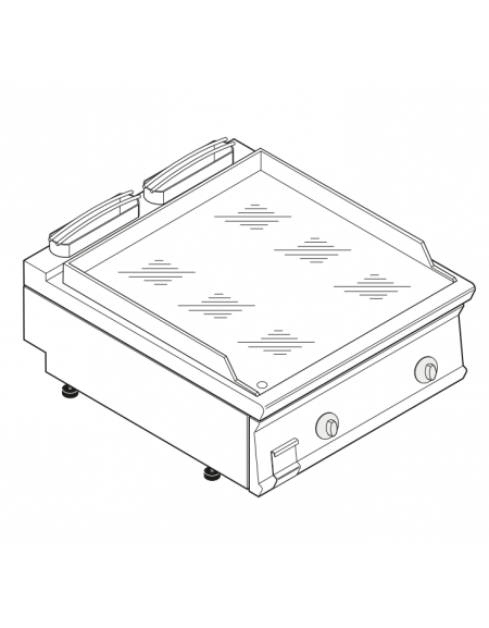 Fry top elett. trifase-12kw da banco, piastra liscia cromata, r. temp. 50÷320 °C - sup. di cott. cm 74,9x69,8  - cm 80x90x28h