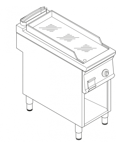 Fry top elettrico trifase- 6 kw su vano aperto, piastra liscia cromata - sup. di cottura cm 34,9x69,8  - cm 40x90x90h