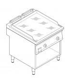 Fry top elettrico trifase - 12 kw su vano aperto, piastra liscia cromata - sup. di cottura cm 74,9x69,8  - cm 80x90x90h