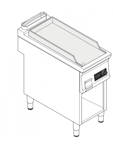 Fry top elettrico trifase- 6 kw su vano aperto, piastra liscia, con controllo elettronico - cm 40x90x90h