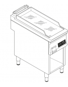 Fry top elettrico trifase- 6 kw su vano aperto, piastra liscia cromata, con controllo elettronico - cm 40x90x90h