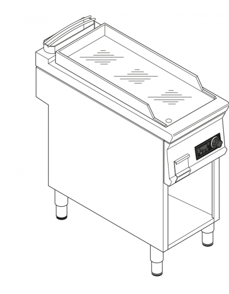 Fry top elettrico trifase- 6 kw su vano aperto, piastra liscia cromata, con controllo elettronico - cm 40x90x90h