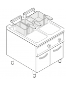 Friggitrice a gas freestanding, 2 vasche con scambiatori di calore - 17 + 17lt - potenza totale 33 kw -  cm 80x90x90h