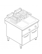 Friggitrice elettrica su mobile trifase-40kw - 2 vasche con resistenze rotanti 21 + 21Lt. - cm 80x90x90h