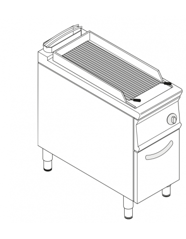 Griglia singola a gas a pietra lavica su mobiletto, con griglia inox a "V"- potenza totale 11 kw - cm 40x90x90h