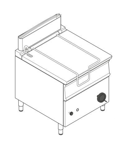 Brasiera a gas ribaltabile manuale con vasca inox, 1 vasca cm 72x61x22,5h con capacità 80lt - cm 80x90x90h