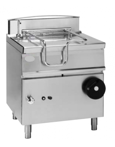 Brasiera elettrica ribaltabile manuale con vasca inox AISI 304, 1 vasca cm 72x61x22,5 - capacità 80lt - 10kw - cm 80x90x90