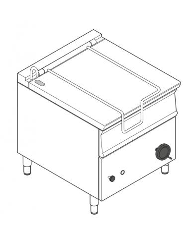 Brasiera elettrica ribaltabile manuale con vasca inox AISI 304, 1 vasca cm 72x61x22,5 - capacità 80lt - 10kw - cm 80x90x90