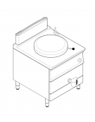 Pentola a gas DIRETTA, 1 vasca capacità 100 Lt. cm Ø60xh41,5 - potenza totale 21kw - cm 80x90x90h