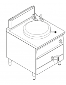 Pentola a gas INDIRETTA, 1 vasca capacità 100 Lt. cm Ø60xh41,5 - potenza totale 21kw - cm 80x90x90h