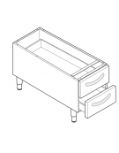 Vano neutro con 2 cassetti cm 29,5x74x10h, cm vano 33x76,1x39,5h - dim. tot. 40x76,5x57h