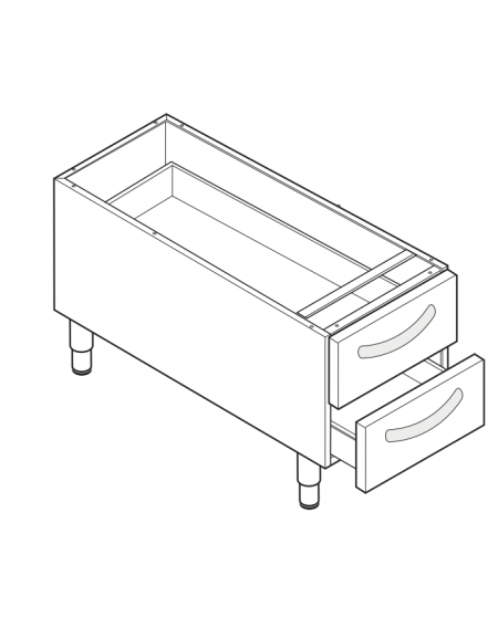 Vano neutro con 2 cassetti cm 29,5x74x10h, cm vano 33x76,1x39,5h - dim. tot. 40x76,5x57h