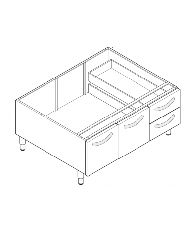 Vano neutro con 2 porte, 2 cassetti cm 29,5x74x10, cm vano 113x76,1x39,5h - dim. tot. 120x76,5x57h