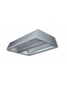 Cappa centrale con filtri a labirinto inox, completamente saldata e con illuminazione ad incasso cm 240x120x45h