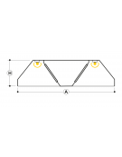 Cappa centrale con filtri a labirinto inox, completamente saldata e con illuminazione ad incasso cm 240x120x45h