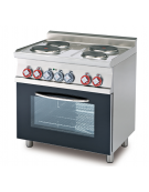 Cucina elettrica trifase-8,62kw, 4 piastre, forno elettrico statico con camera cm 64x42x35h, porta in vetro - cm 80x60x90h