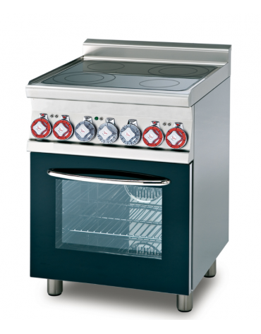 Cucina con piano in vetroceramica, forno elettrico multifunzione, porta in vetro, camera cm 46x37x35h - cm 60x60x90h