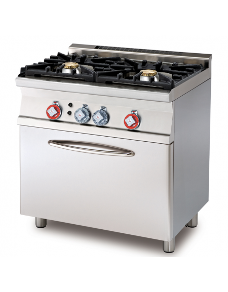 Cucina a gas 2 fuochi su forno a gas statico con grill, porta cieca camera cm 67x38x34h, 1 griglia - cm 80x60x90h