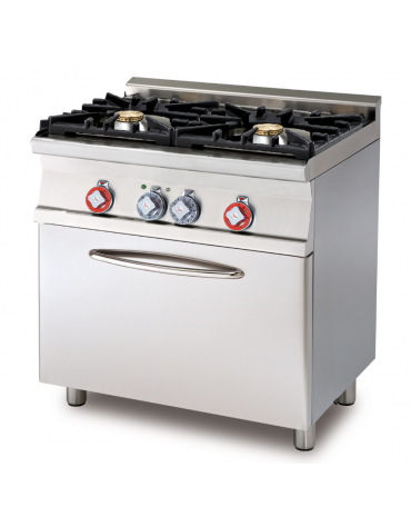 Cucina a gas 2 fuochi su forno a elettrico statico con grill, porta cieca camera cm 67x38x34h, 1 griglia - cm 80x60x90h