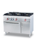 Cucina a gas 3 fuochi su forno a gas statico con grill, porta cieca camera cm 67x38x34h, 1 vano con porta - cm 120x60x90h