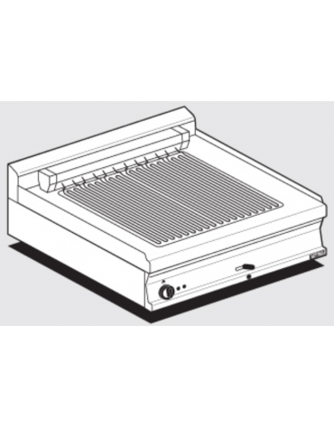 Griglia elettrica da banco trifase-6,72kw, con griglia cm 55x35 ribaltabile, con cottura diretta su resistenza - cm 80x60x28h
