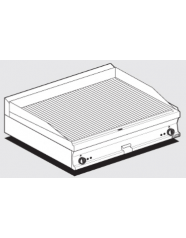 Fry top elettrico trifase-11,25kw da banco, piastra rigata doppia cm 99,5x45, r. temp. 50 a 300 °C - dim. 100x60x28h