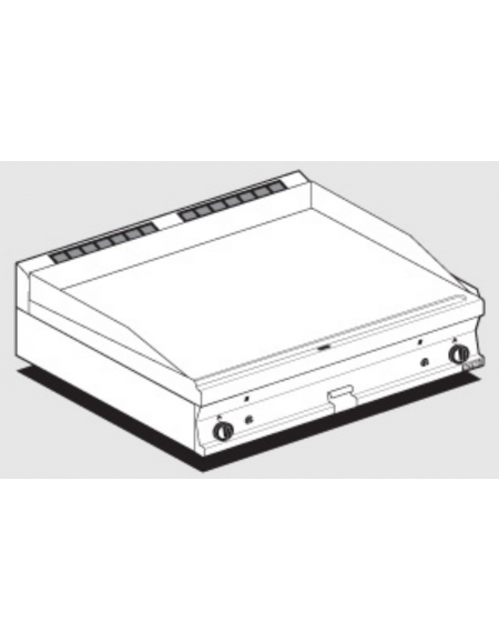 Fry top a gas da banco, 15 kw, piastra doppia liscia, consumo gas 0,434m³/h - sup. di cottura cm 99,5x45  - cm 100x60x28h