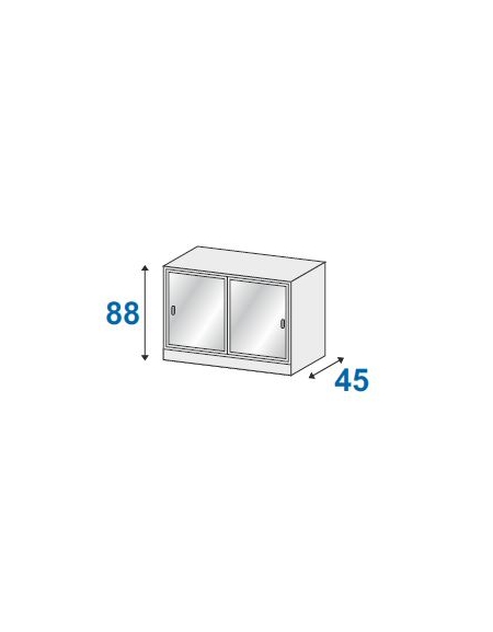 SOPRALZO ANTE SCORREVOLI IN VETRO TEMPERATO CON SERRATURA CM 120 x 45 x 88  h. - Sopralzi con ante scorrevoli a vetro - Armad