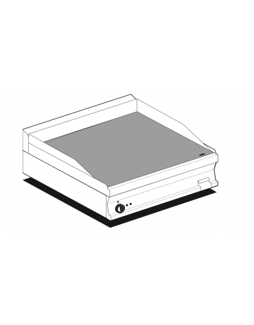 Fry top elettrico trifase-3,3kw da banco, piastra in vetroceramica liscia cm 59,5x45, r. temp. 50 a 300 °C - dim. 60x60x28h