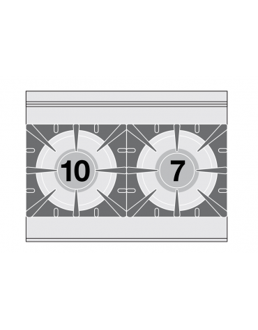 Piano di cottura in acciaio inox CrNi 18/10 AISI 304 a gas 2 fuochi - potenza gas: 17 kW - 14.620 kcal/h - cm 80x60x28h