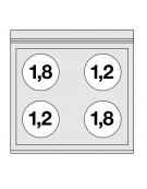 Piano di cottura elettrico trifase-6kw, con 4 piani di cottura in vetroceramica - cm 60x60x28h