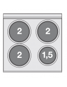 Piano di cottura elettrico in acciaio inox CrNi 18/10 AISI 304 - trifase-7,5kw, 4 piastre - cm 60x65x29h