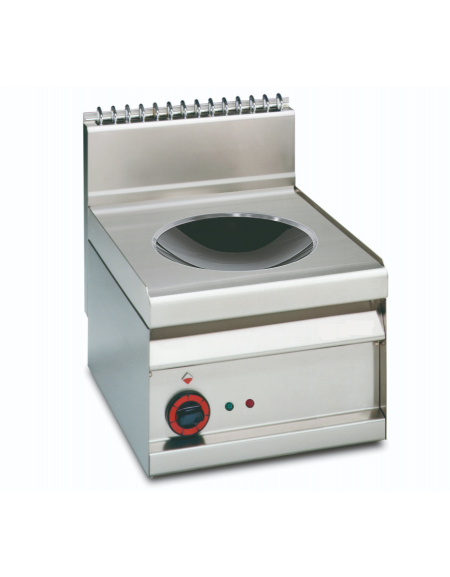 Piano di cottura elettrico trifase-5kw, con 1 piano di cottura Ø cm 30 a induzone WOK - cm 40x65x29h