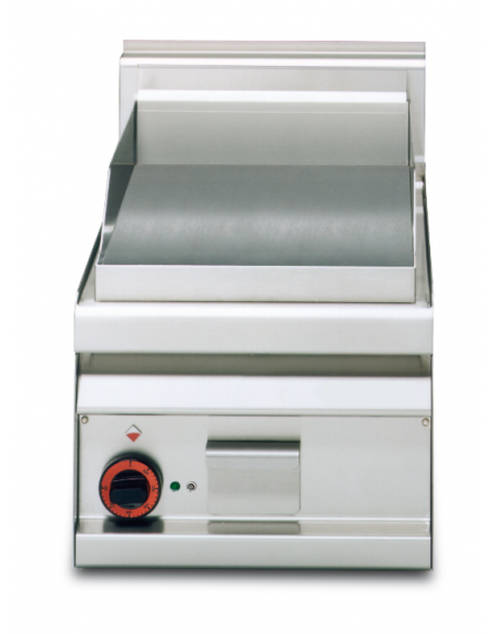 Fry top elettrico monofase-3kw da banco, piastra liscia cromata cm 35x56, r. temp. 50 a 300 °C - dim. 40x65x29h