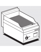 Fry top elettrico trifase-4,5kw da banco, piastra rigata cromata cm 35x56, r. temp. 50 a 300 °C - dim. 40x65x29h