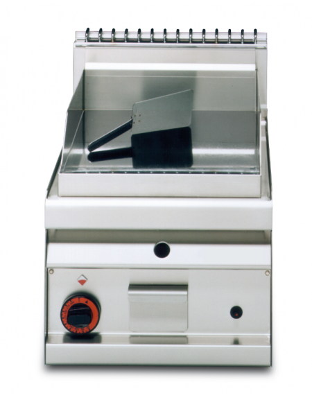 Fry top a gas da banco, 7kw, piastra liscia, consumo gas 0,181m³/h - sup. di cottura cm 35x56 - cm 40x65x29h