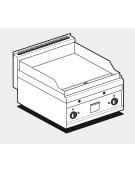 Fry top a gas da banco, 10,5kw, piastra doppia liscia cromata, consumo gas 0,265m³/h - sup. di cottura cm 55x56 - cm 60x65x29h